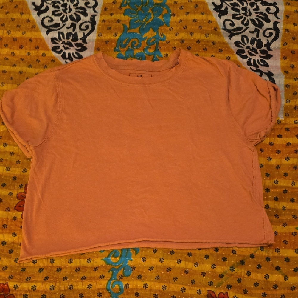 Casual Orange Cropped T-Shirt